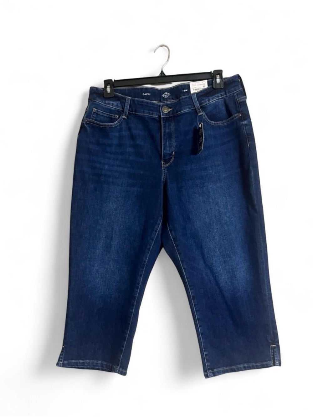 St John’s Bay Jeans Sz16W Capri Dark Blue Stretch Secretly Slender Closet Staple
